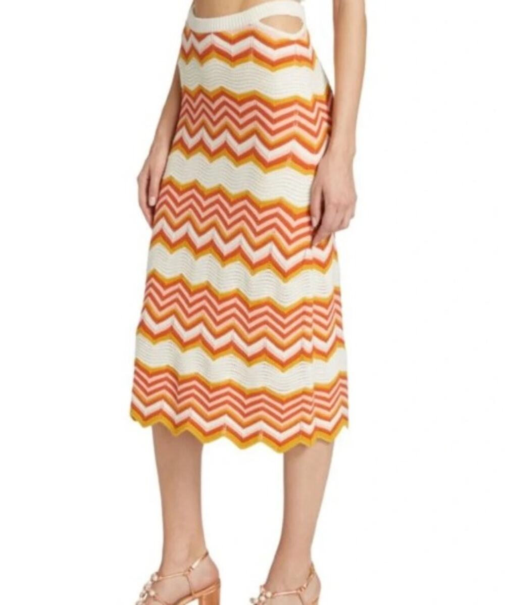 Mother The Cut-It-Out Crochet Midi Skirt, Chevron Print, Size S
